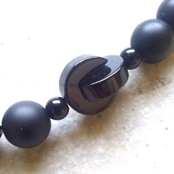 Stunning & One-of-a-kind! Blue & Black Dragonvein Agate Beaded Stone Choker! - Picture 7 of 11